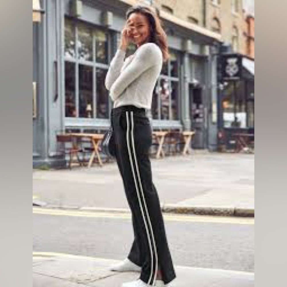 Boden Black Trousers with White Side Stripes